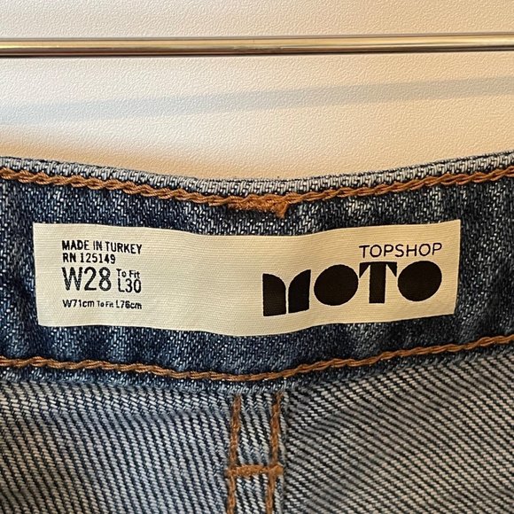 TopShop Moto Womens Size 28 Hi Rise Denim Jeans Embellished Side Stripes Bling - Picture 13 of 14